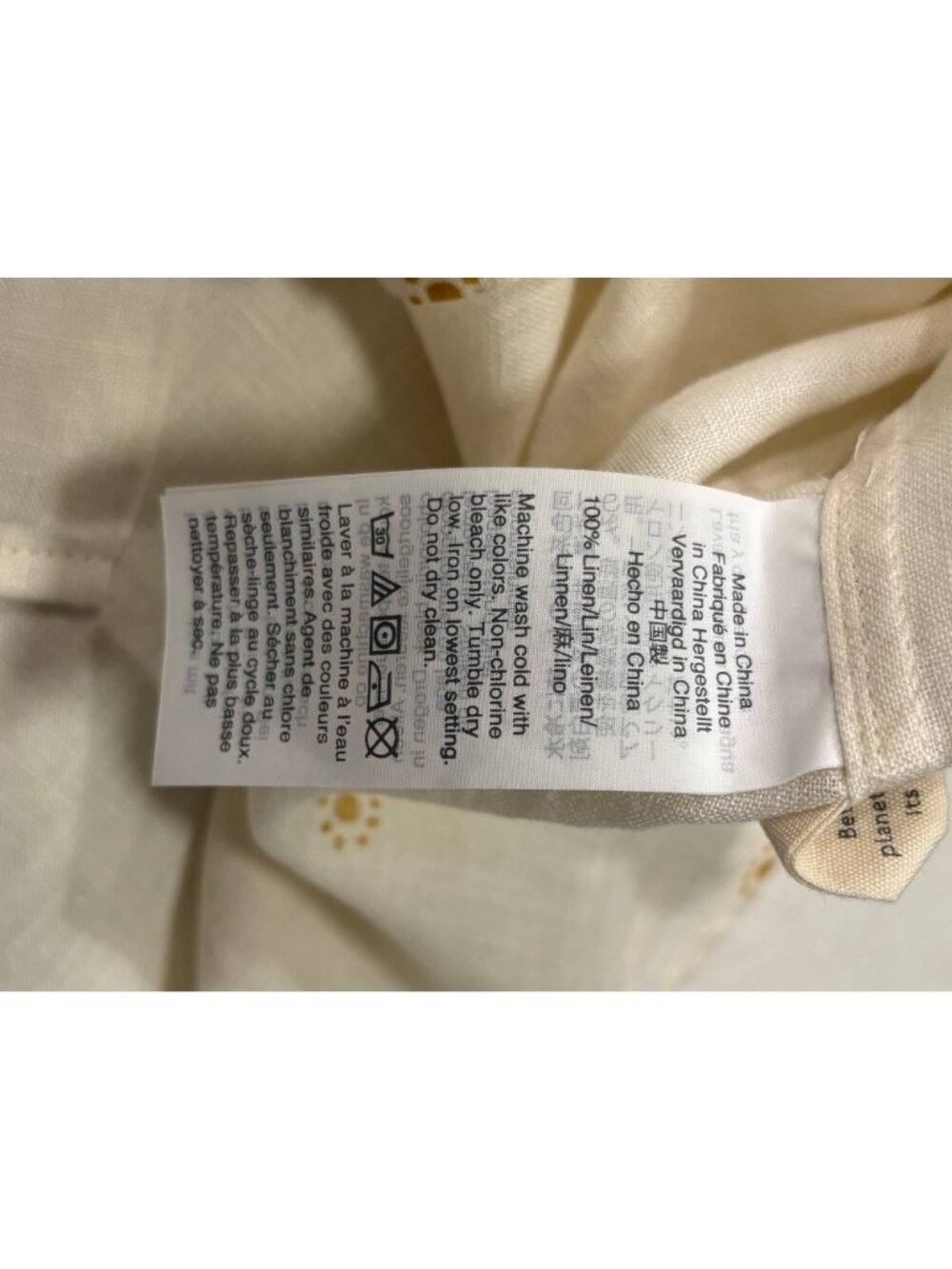 Madewell Men’s 100% Linen Camp Shirt Large Ivory Embroidered Dot Button Front Co - Picture 6 of 6